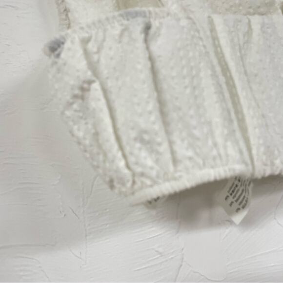 Zara White Cottage Core Swiss Dot Crop Top Blouse M - Picture 5 of 6